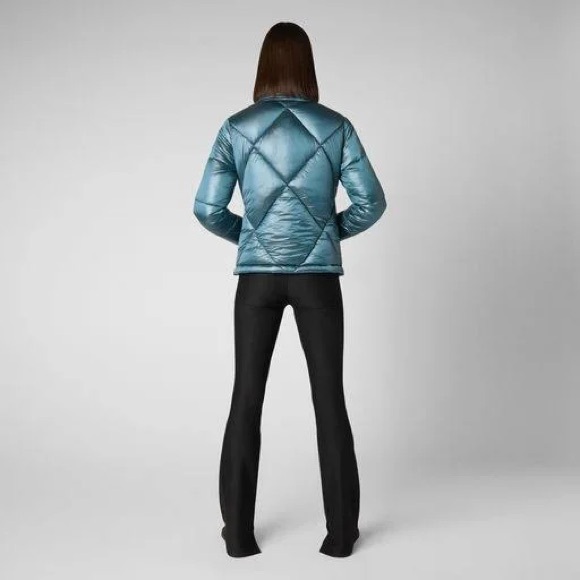 Save the Duck Joan Water Repellent Recycled Nylon Puffer Jacket in Heaven Blue - Picture 3 of 16